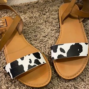 Cow print sandals